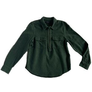 Dark Green wool collared quarter zip